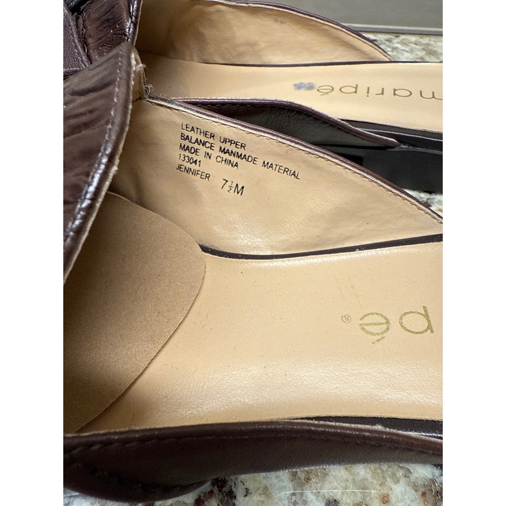 Maripe Jennifer Brown Leather Croc Embossed Mules Loafer Slides Womens 7.5 M - Picture 4 of 9